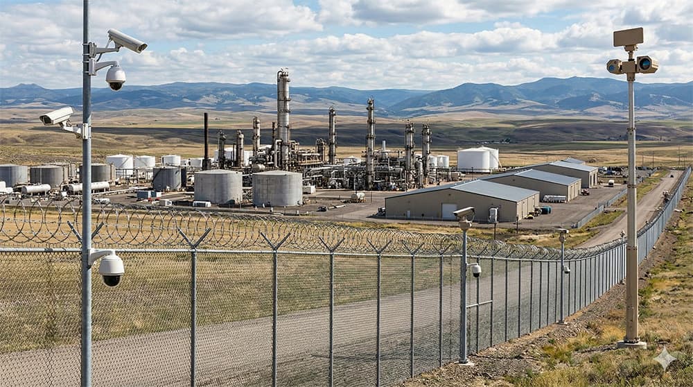 RadiusVision industrial security system protecting an energy facility perimeter