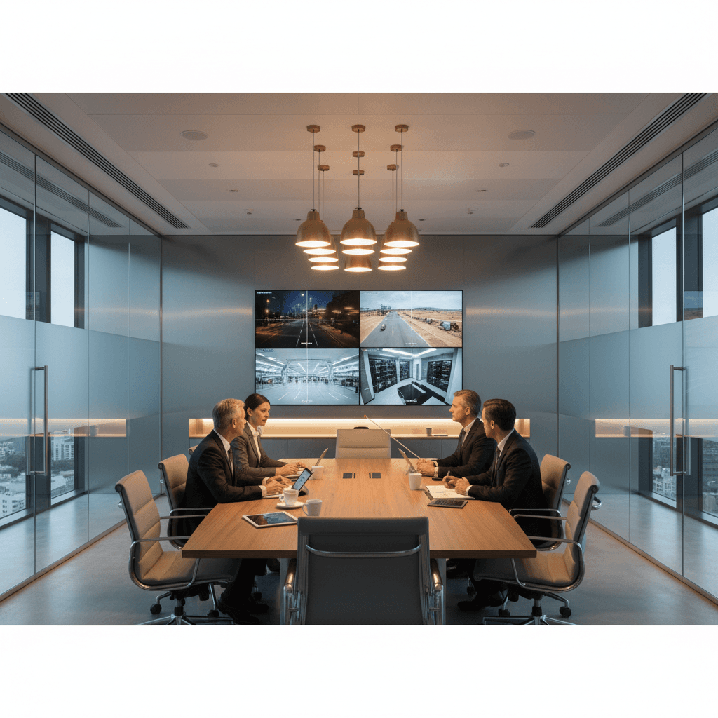 Modern office reception area with natural light