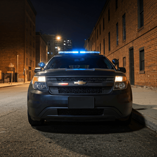 Law enforcement patrol vehicle at night