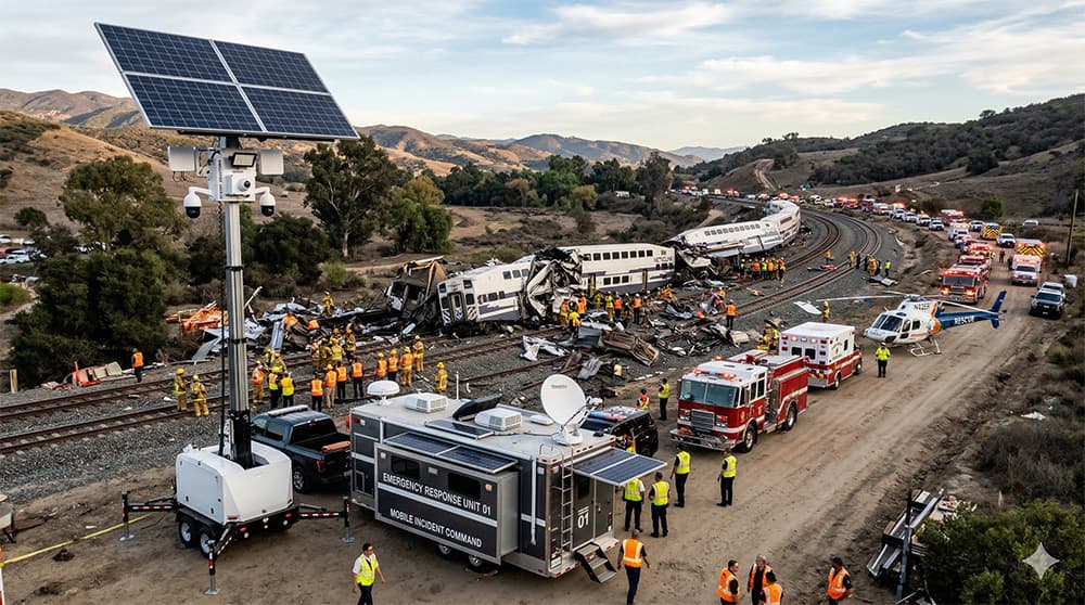 RadiusVision portable and permanent surveillance systems deployed at a remote construction site