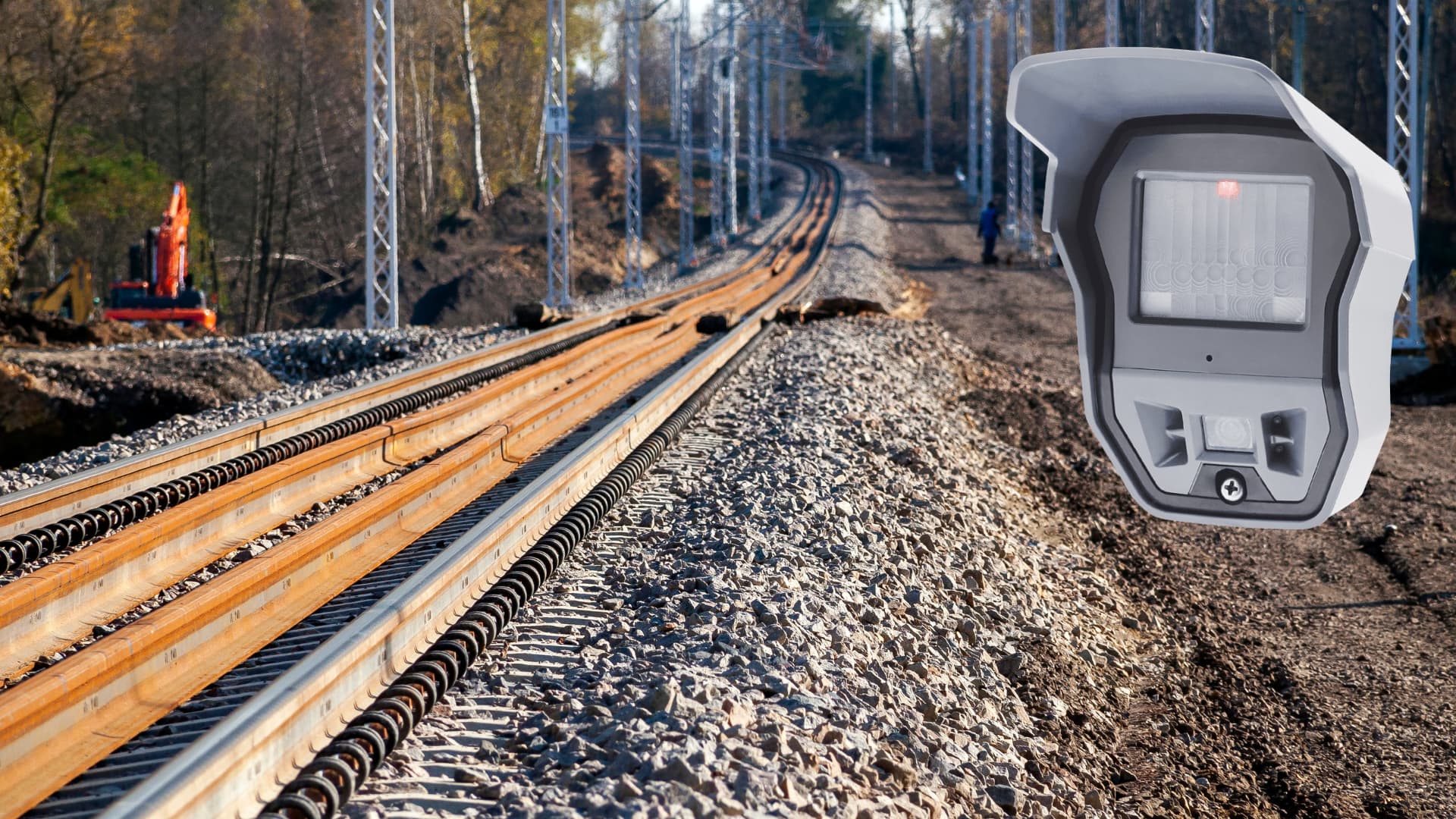Remote security camera deployed at a railroad construction site