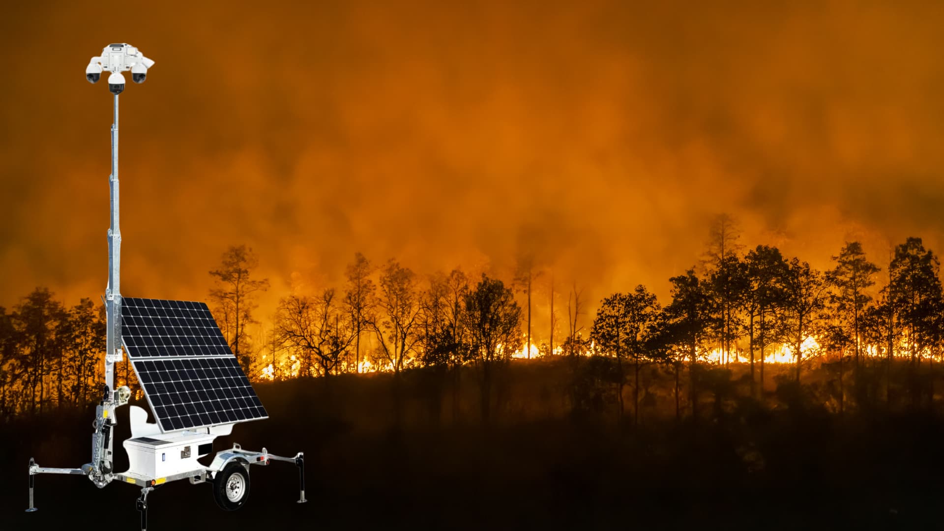 Rapid deploy camera system being set up during a natural disaster emergency response