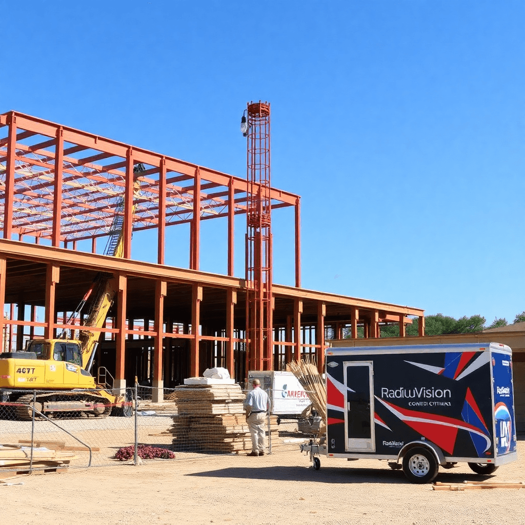 Commercial construction site aerial view