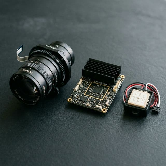 Close-up of advanced surveillance technology components