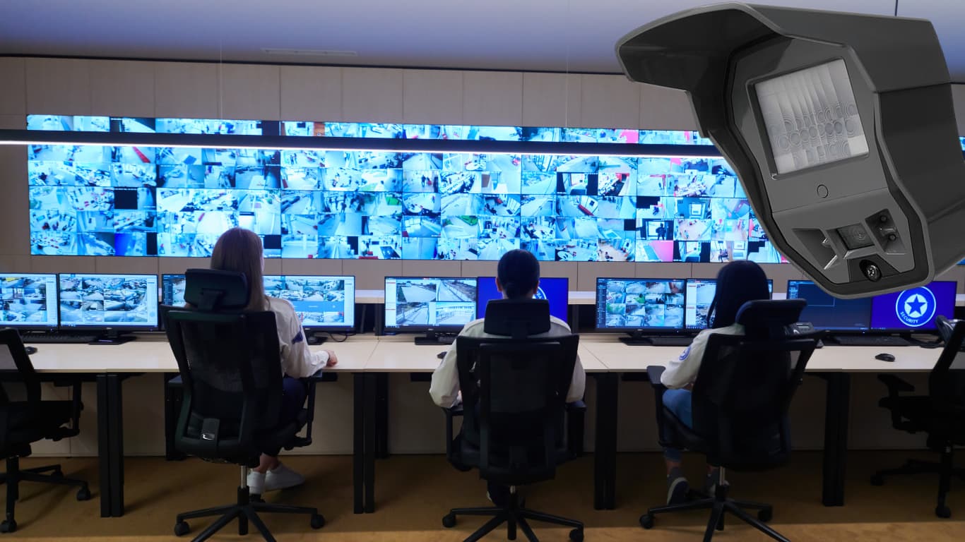 Remote guarding video security system monitoring a construction site